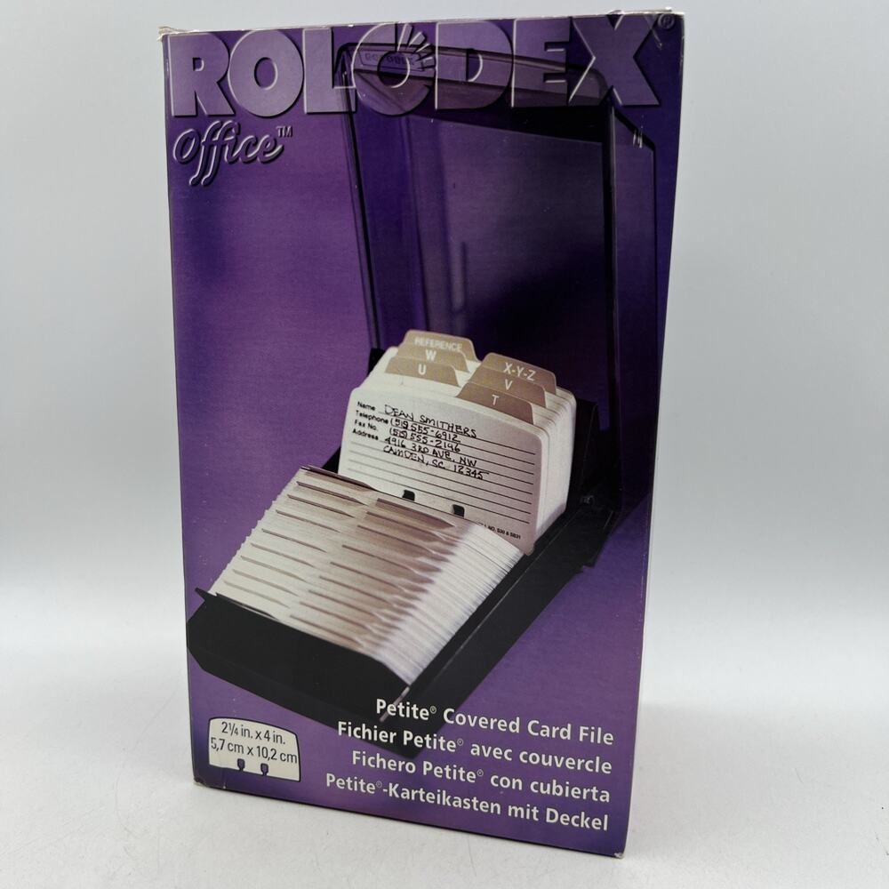 ROLODEX 67104 Covered Card File Holds 500 Business Cards Black NEW